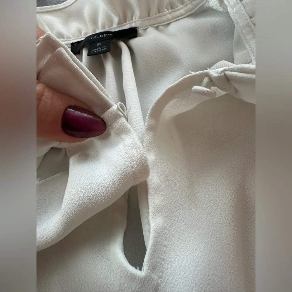 J.Crew Ivory Ruffle Collar Blouse Small Romantic Preppy Career Chic Top
